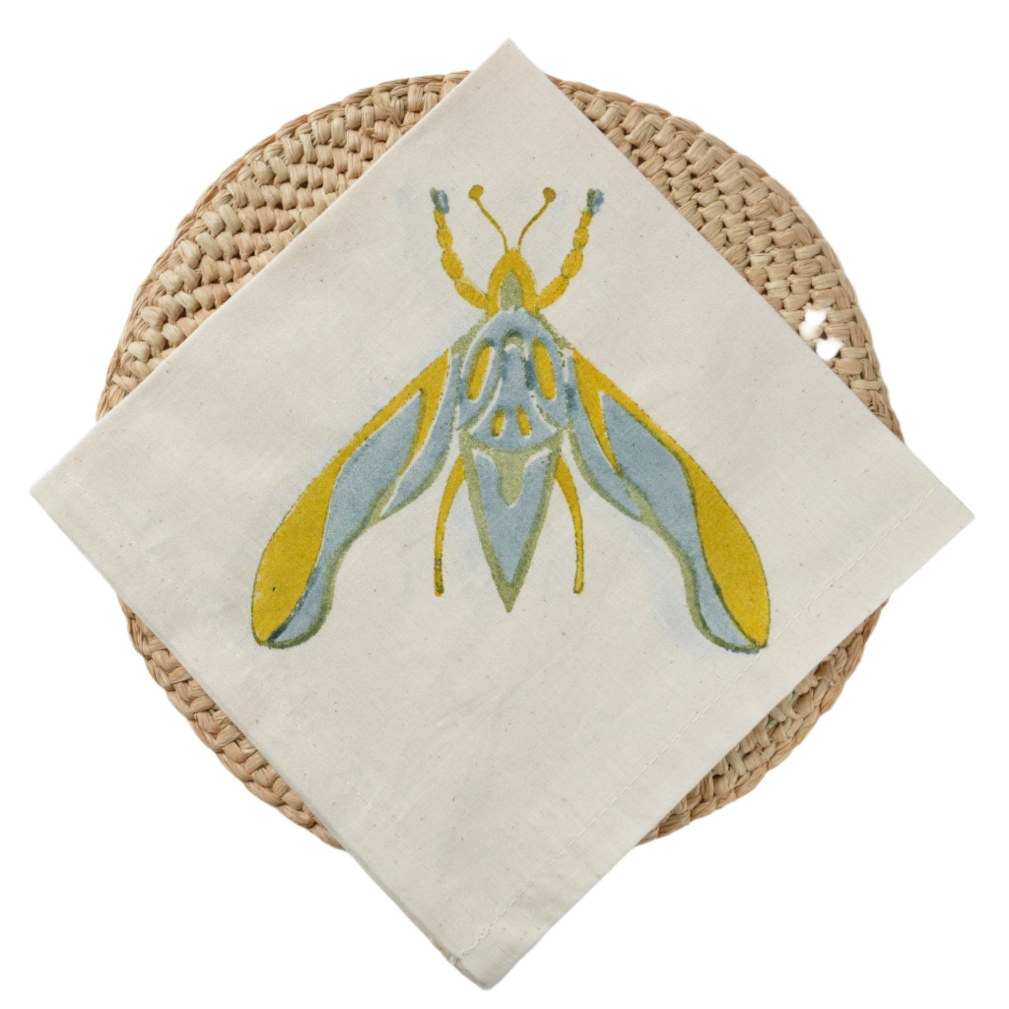 Hand Block Printed Cotton Napkin - Dawn Elephant Moth