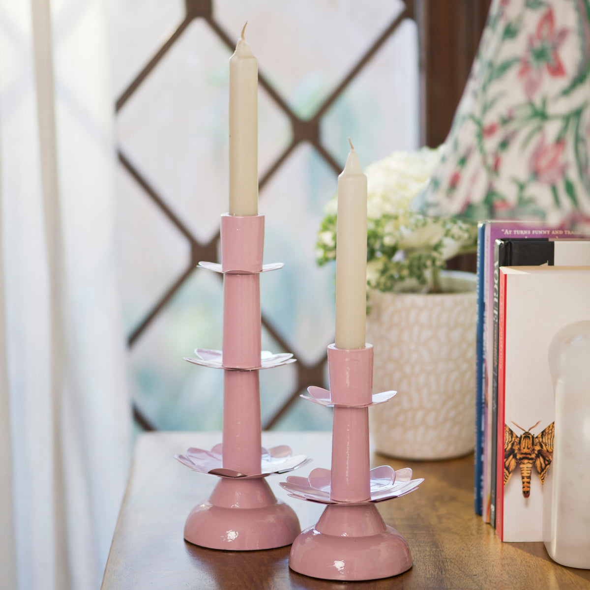 Lotus Bloom Tapered Aluminum Candleholder