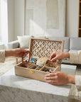 Mango Wood Trellis Keepsake Box with Compartments
