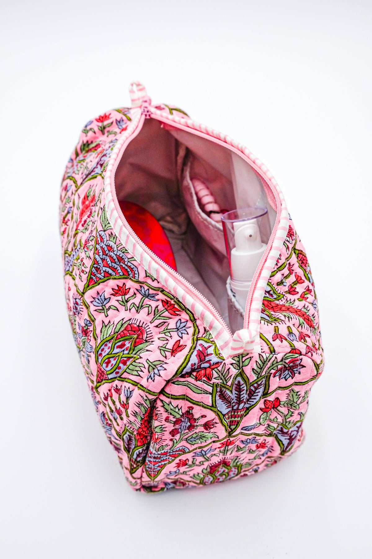 Pink Arch Hand-Block-Printed Toiletry Bag