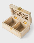 Mango Wood Trellis Keepsake Box with Compartments