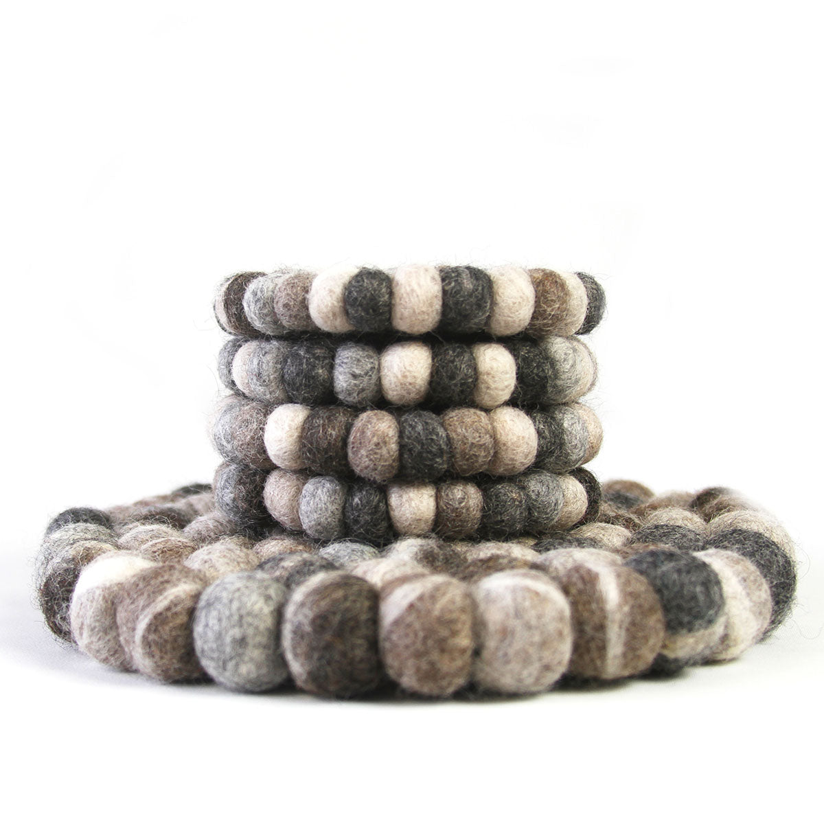 Gray Tie-Dye Felt Ball Trivet