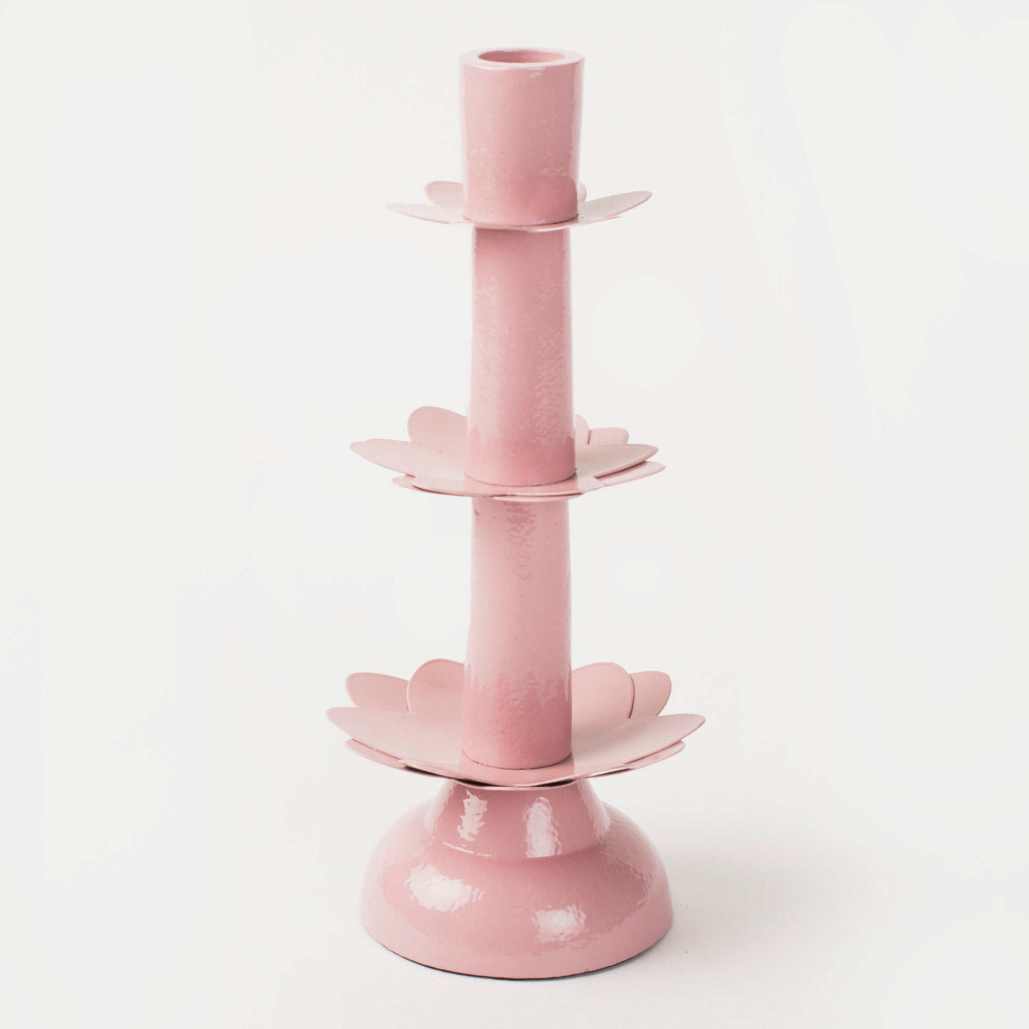 Lotus Bloom Tapered Pink Candleholders