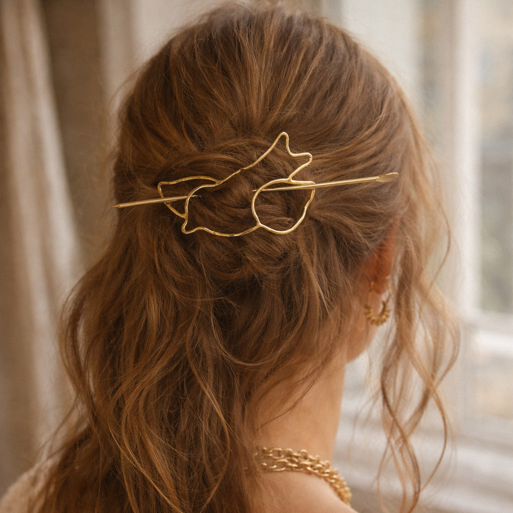 Paksa Bird Brass Hair Pin Slide with Stick