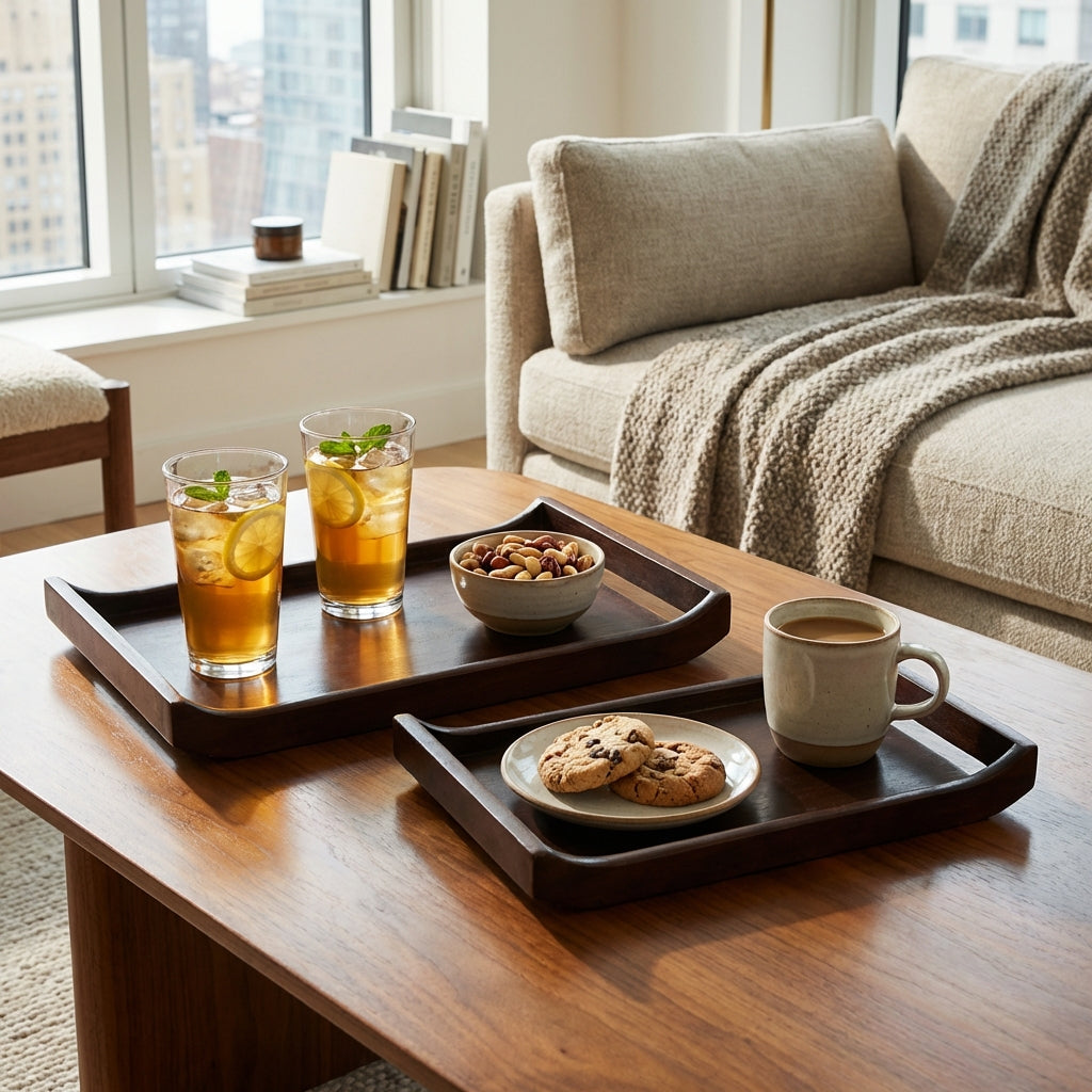 Urban Walnut Acacia Serving Trays - Set of 2