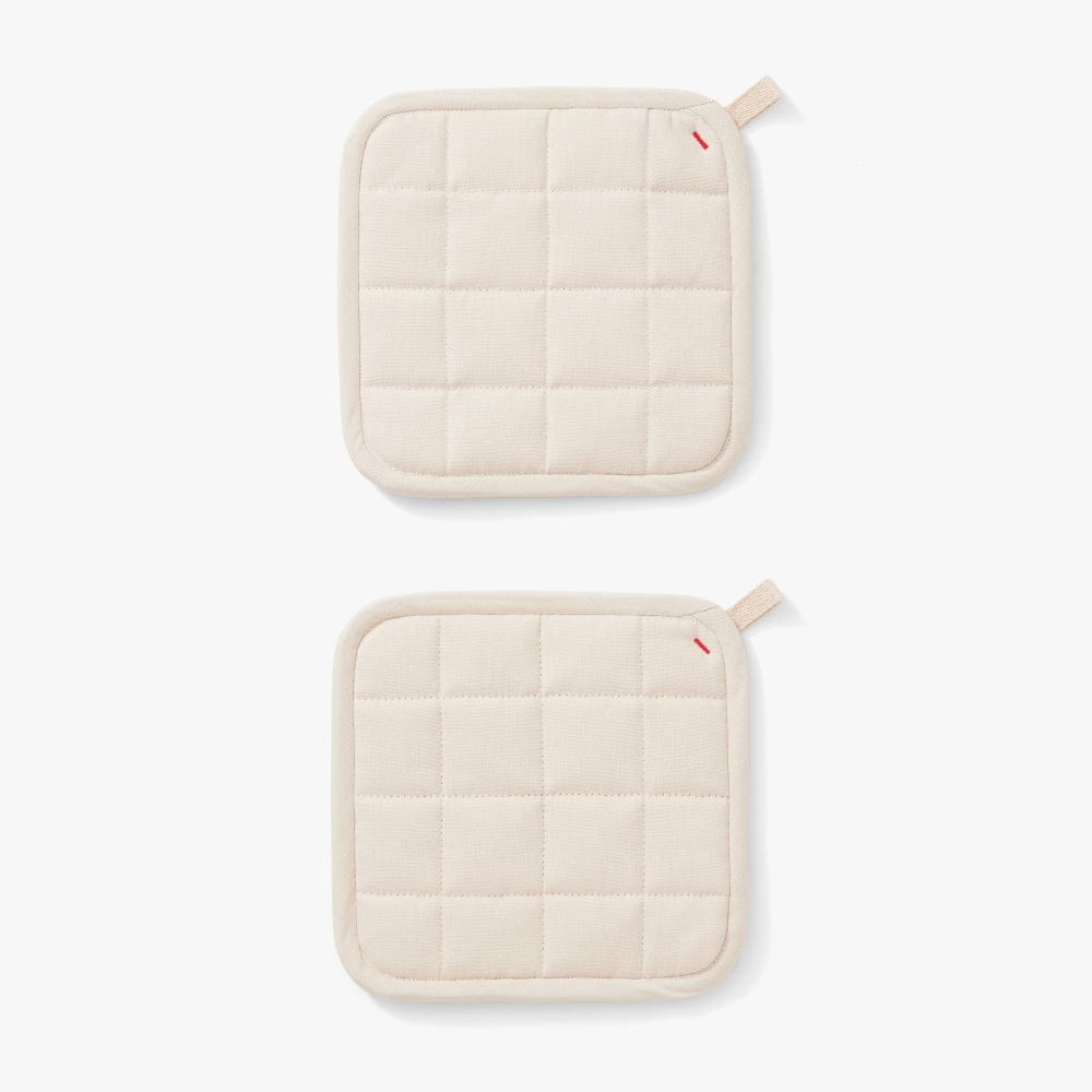 Oat White Cotton Pot Holders - Set of 2