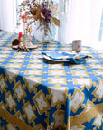 Boho Organic Cotton Tablecloth - Hopi Blue