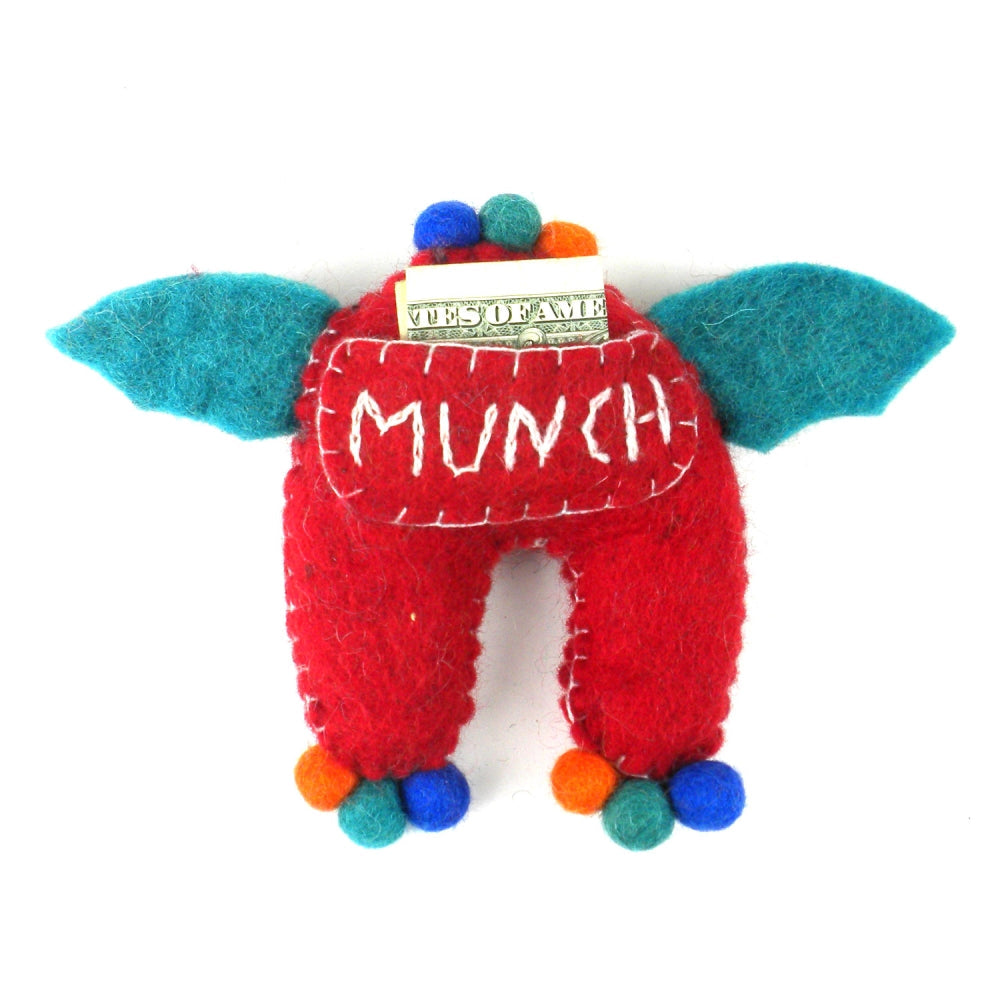 Red Winged Felt Tooth Fairy Monster