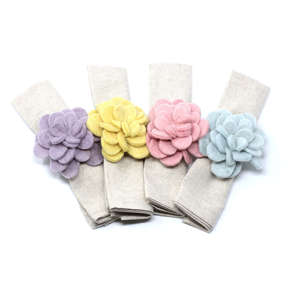 Zinnia Felt Napkin Rings - Set of 4