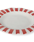 Red Stripe Ceramic Dinner Plates - Set of 2