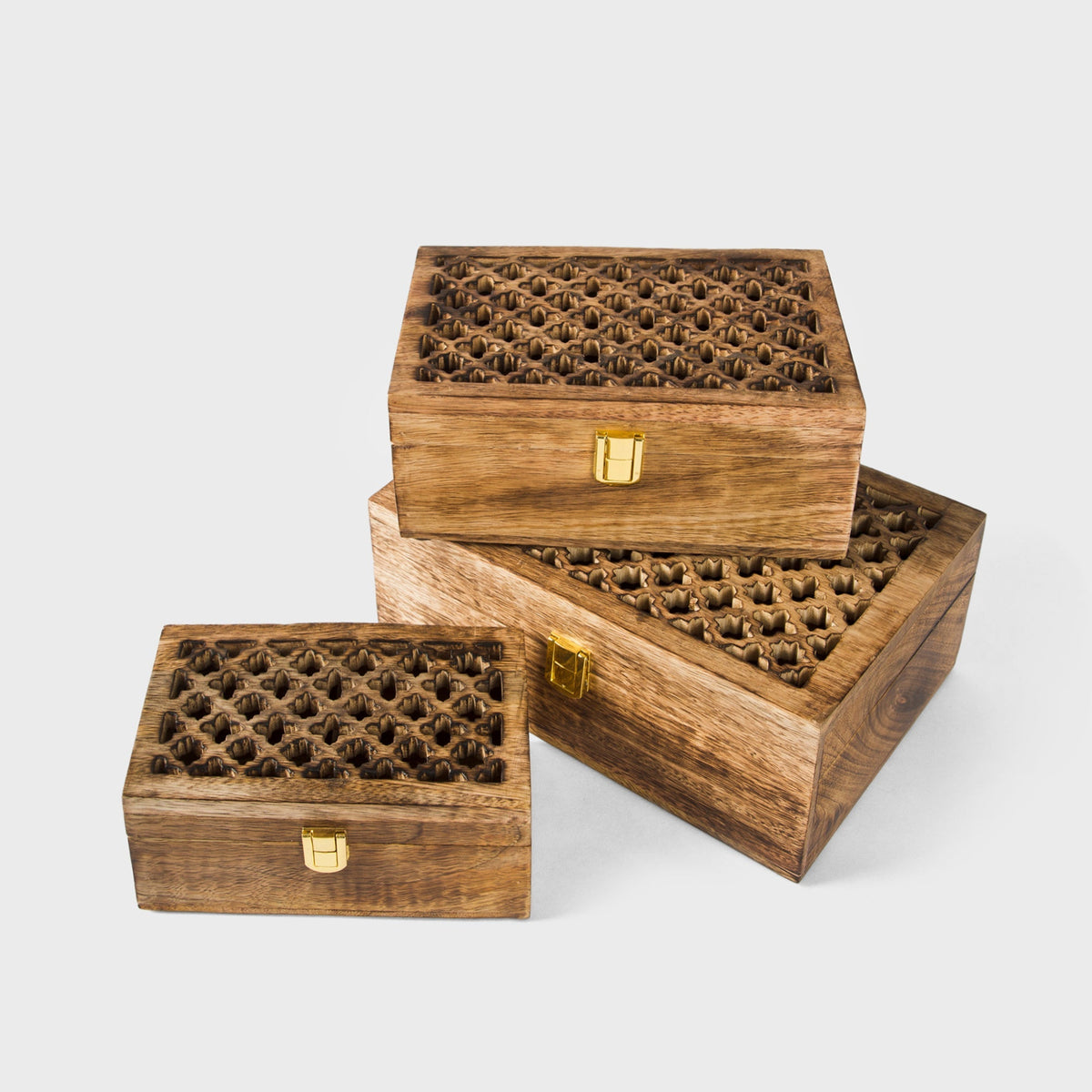 Mango Wood Trellis Keepsake Box