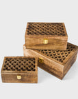 Mango Wood Trellis Keepsake Box