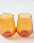 Handblown Hammered Amber Drinking Glass - Set of 4