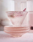 Pressed Pink Glass Small Plates - Set of 6
