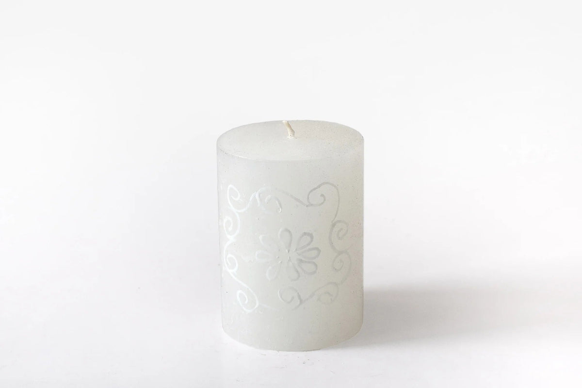 White on White Hand-Painted Candles