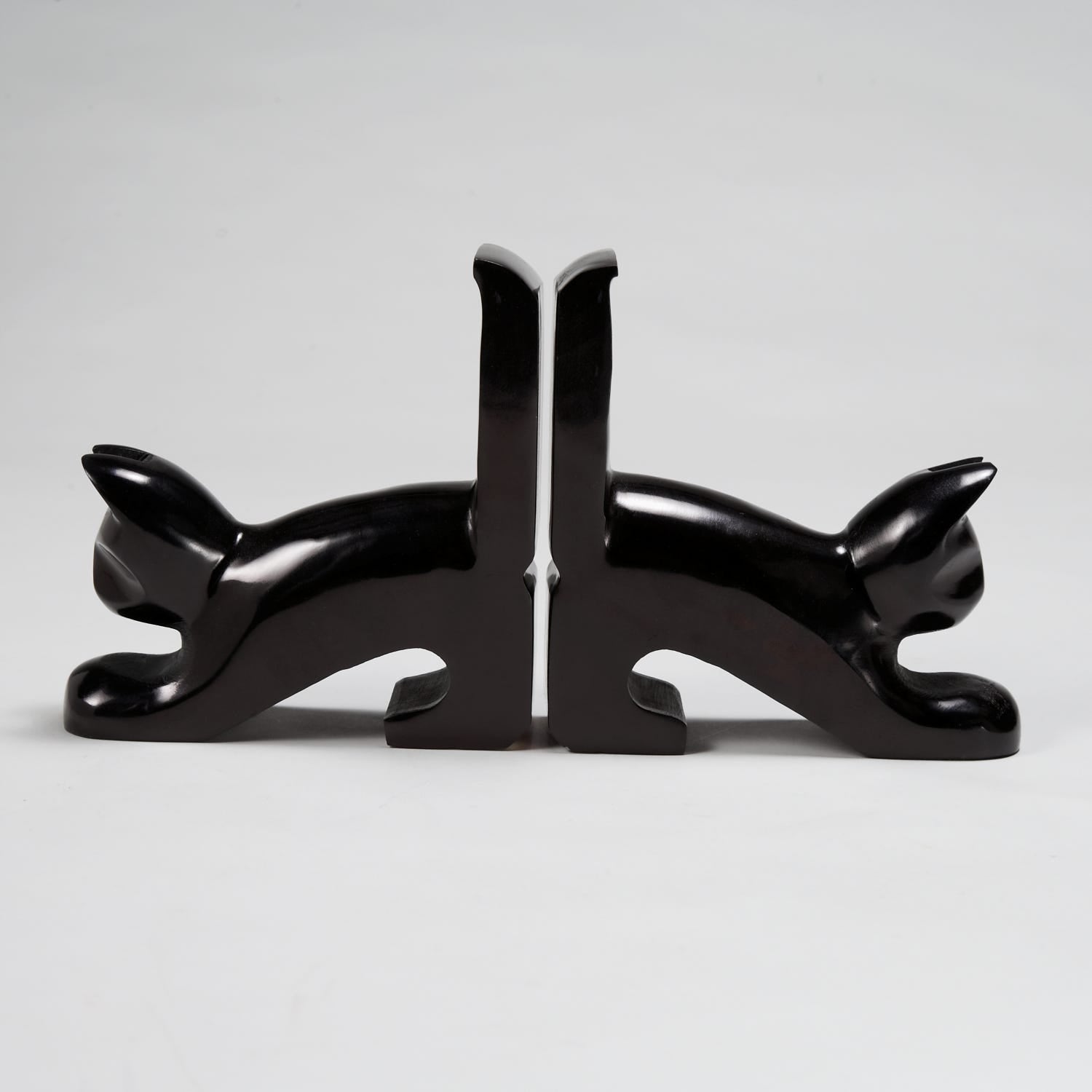 Playful Black Cat Bookends