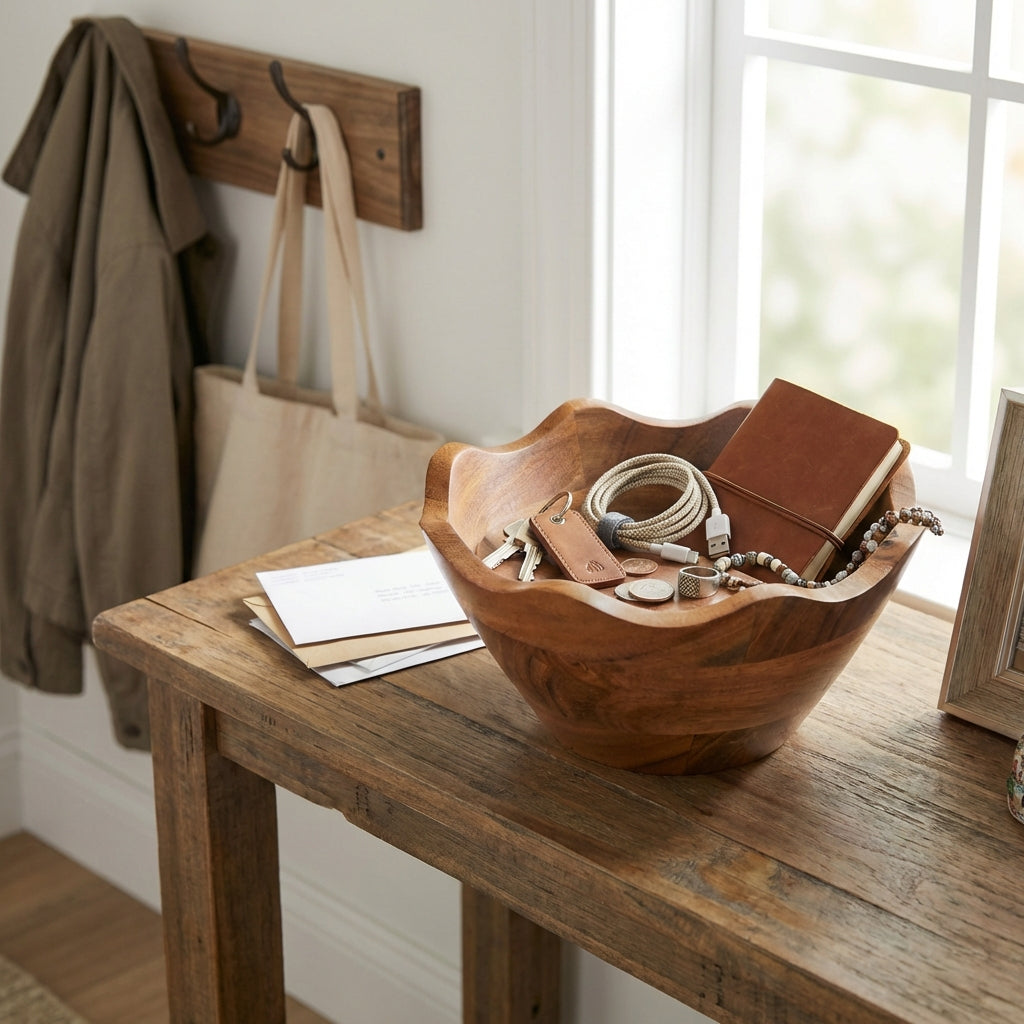 Acacia Wood Scallop Bowl