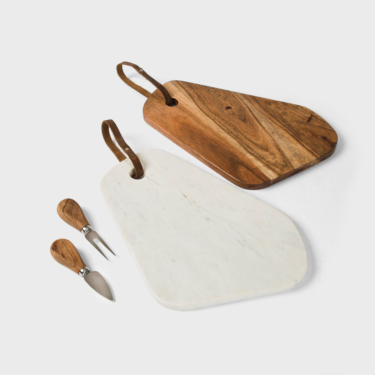 Marble and Acacia Wood Cutting Board - Set of 2