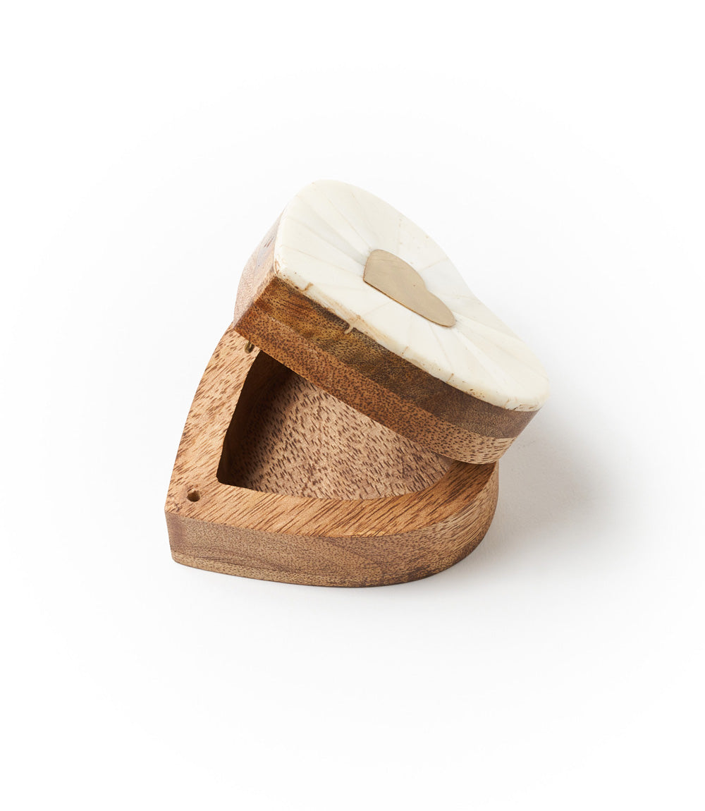Mukhendu Heart Keepsake Box - Bone &amp; Brass Inlay