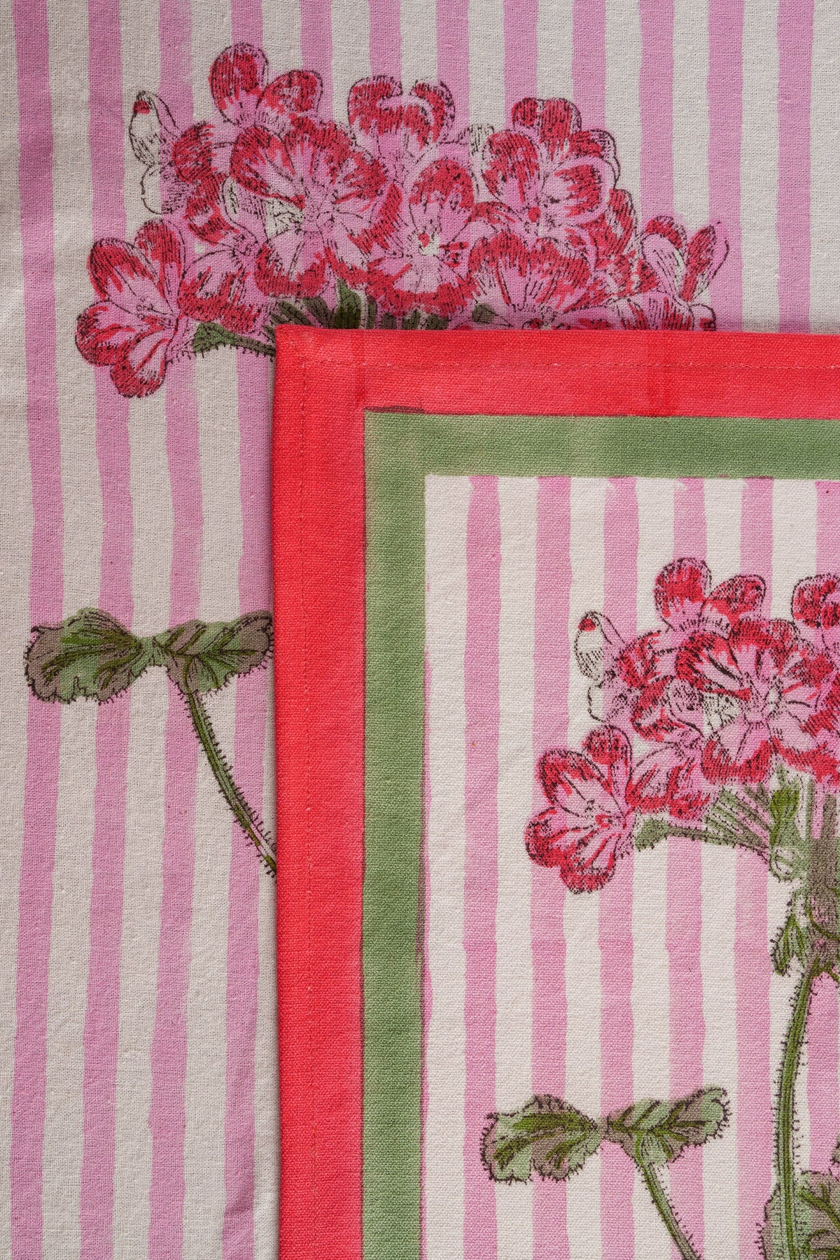 Pink Hydrangea Blockprint Placemats – Set of 2