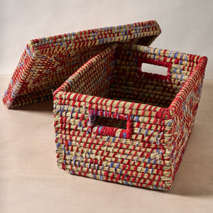 Lidded Sari Storage Basket - 10.5"H