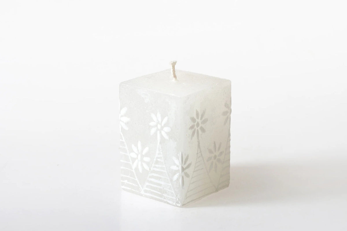 White on White Hand-Painted Candles