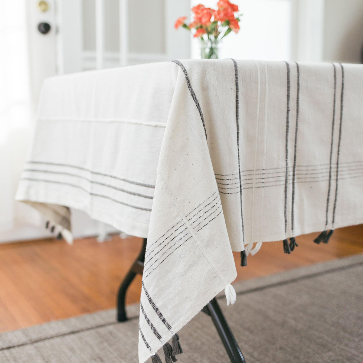 Ribbons Handwoven Cotton Tablecloth