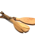 Hand-carved Wooden Zebra Salad Serving Set