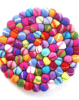 Rainbow Tie-Dye Felt Ball Coasters - Set of 4