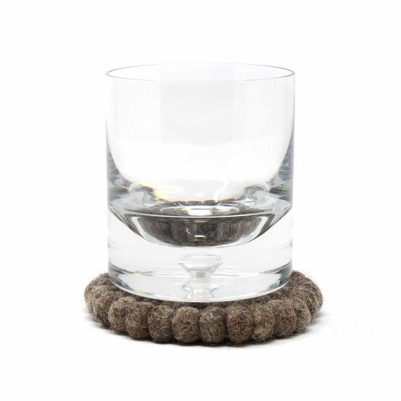 Dark Gray Felt Ball Coasters — Set of 4