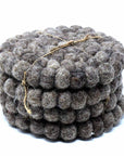 Dark Gray Felt Ball Coasters — Set of 4