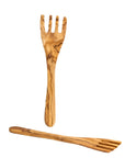 Olive Wood Serving Spatula Forks - Set of 2