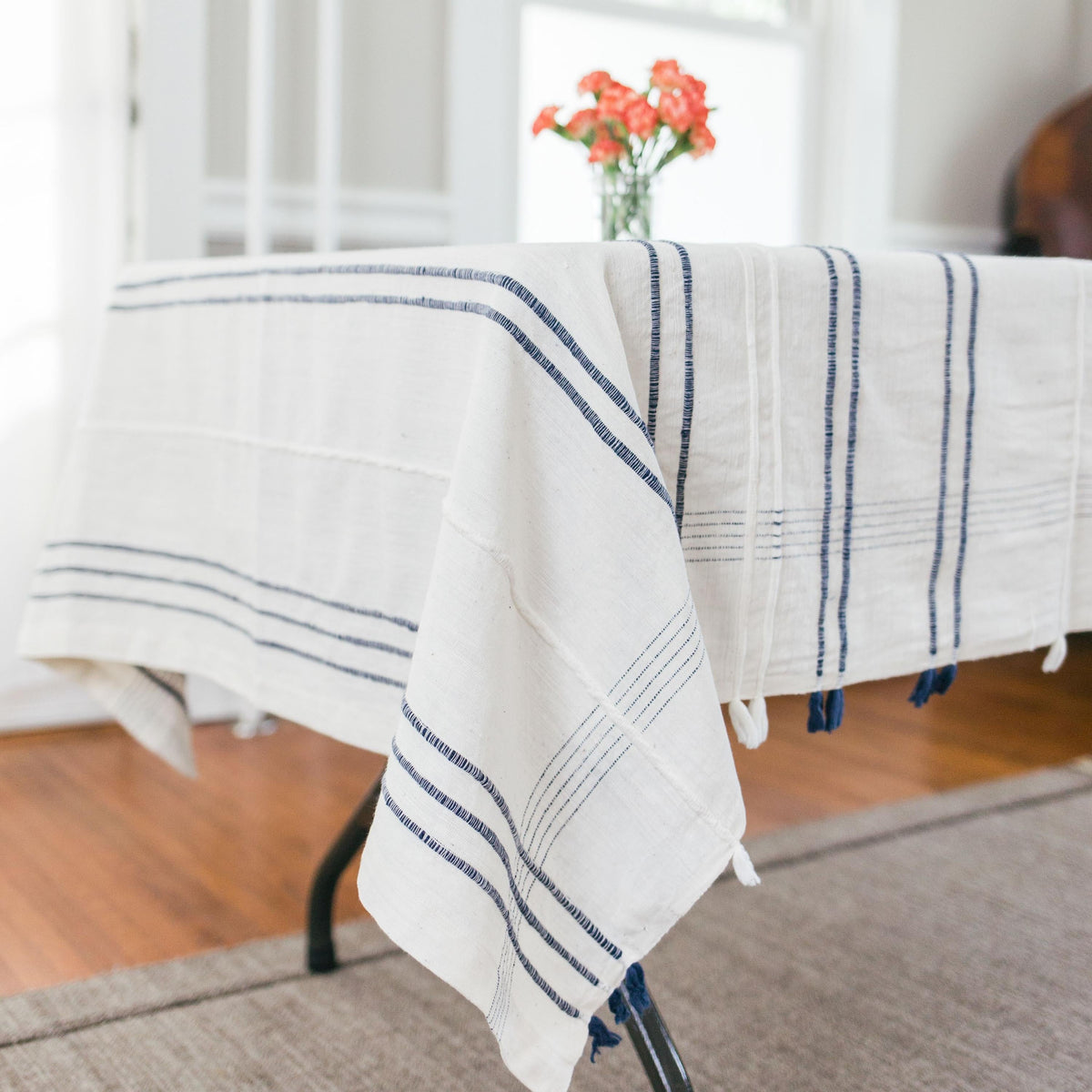 Ribbons Handwoven Cotton Tablecloth