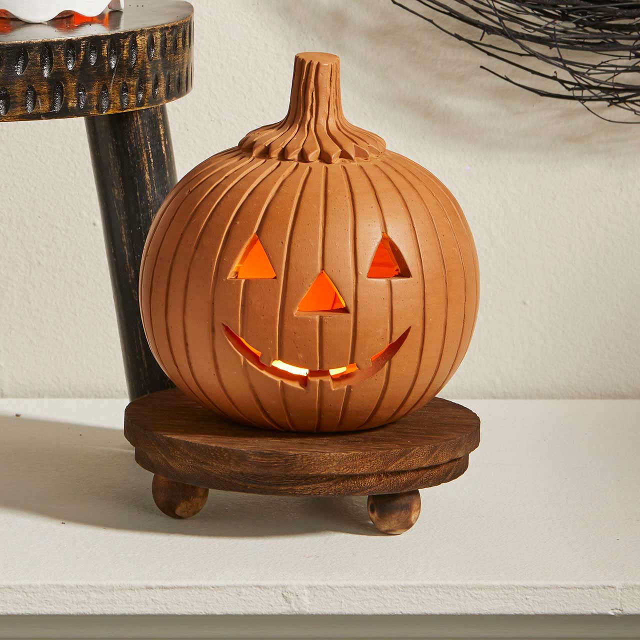 Terracotta Pumpkin Lantern
