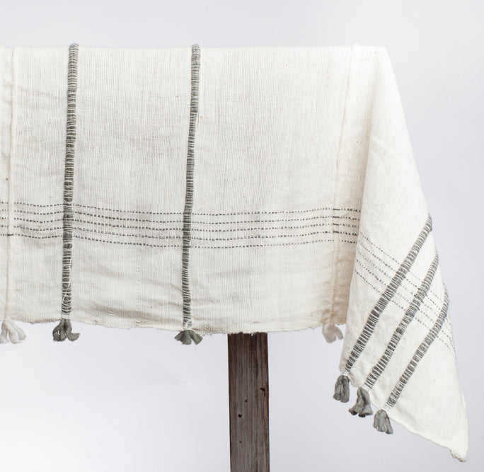 Ribbons Handwoven Cotton Tablecloth