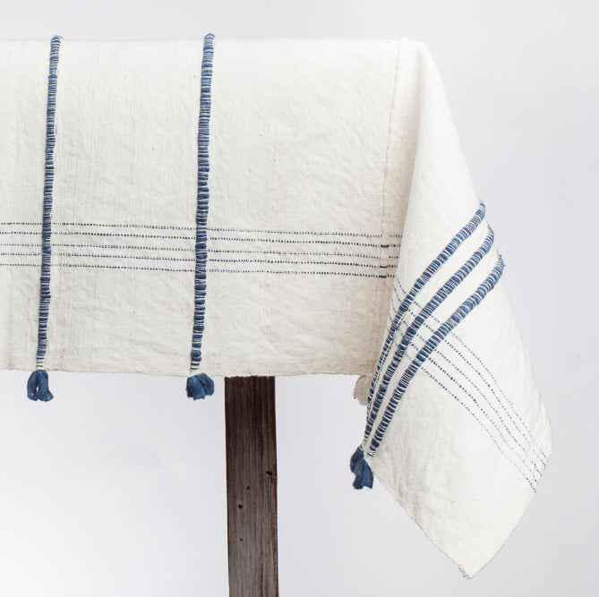 Ribbons Handwoven Cotton Tablecloth