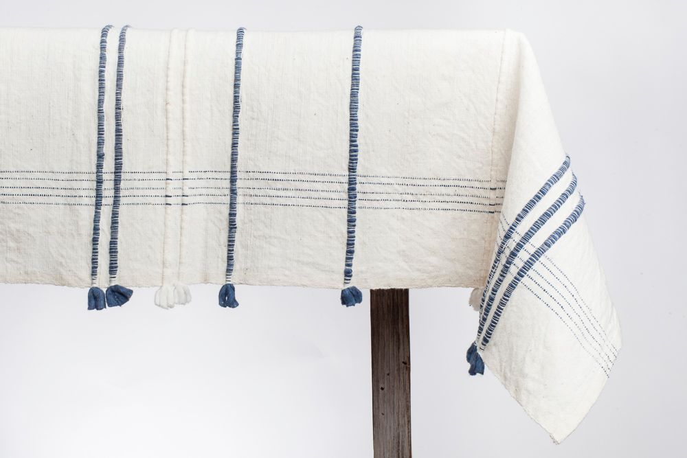 Ribbons Handwoven Cotton Tablecloth