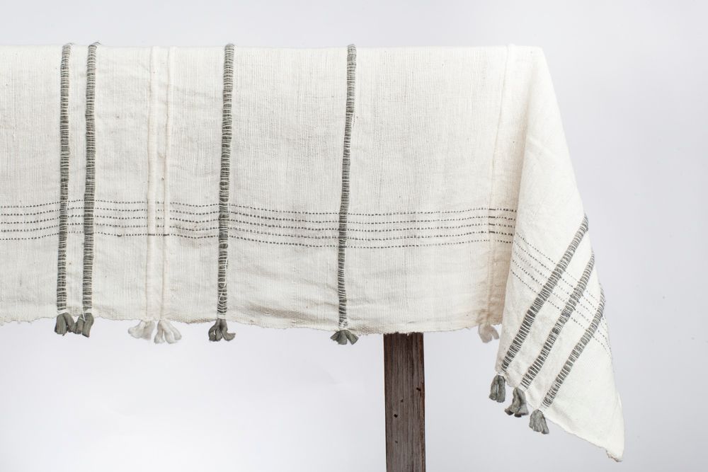 Ribbons Handwoven Cotton Tablecloth
