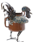 Large Zimbabwean Recycled Teapot Rooster Planter