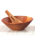 Small Hand-carved Mahogany Wood Salad Bowl - 12 inch